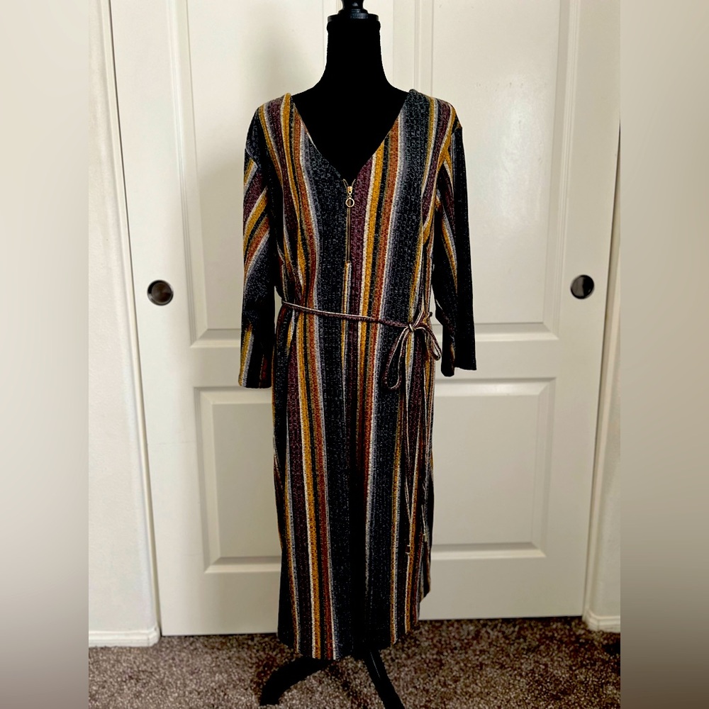 Front zipper sweater dress